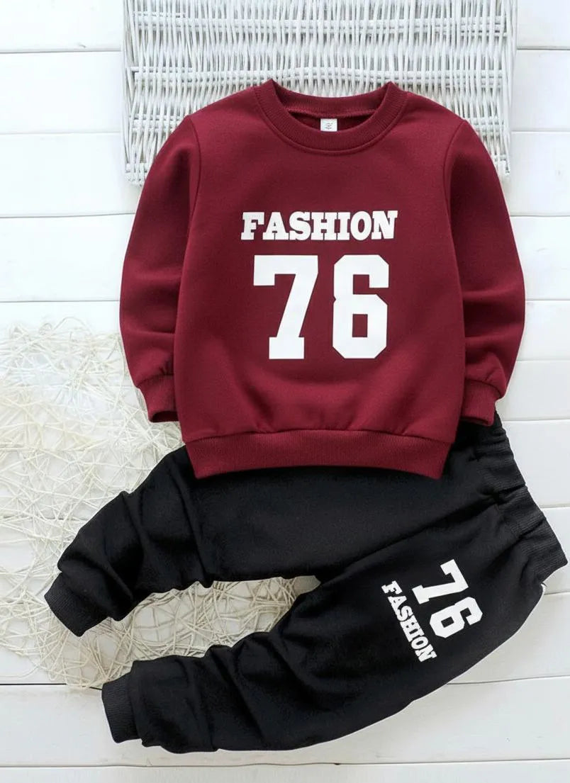 2 pcs printed fleece kid's tracksuits