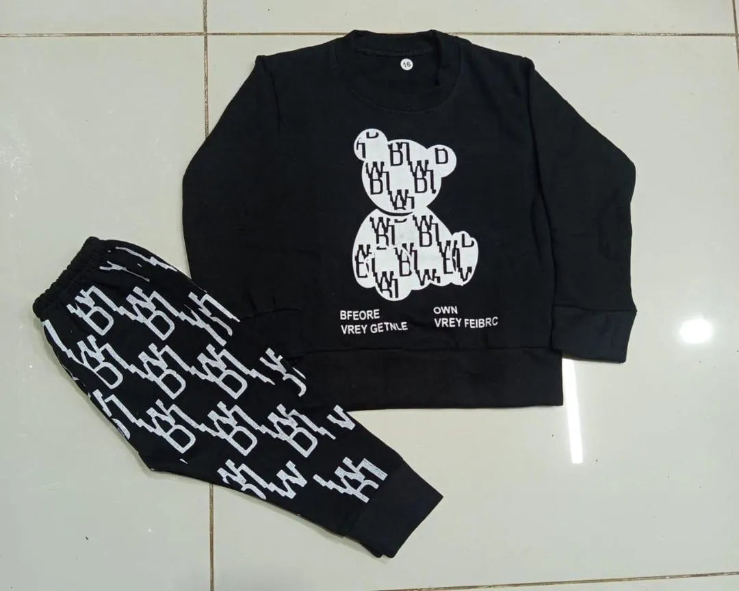 2 pcs girl's and boy's printed suits