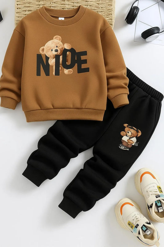 2 Pcs Fleece printed tracksuit