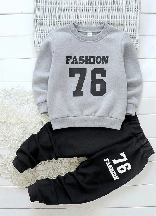 2 pcs printed fleece kid's tracksuits