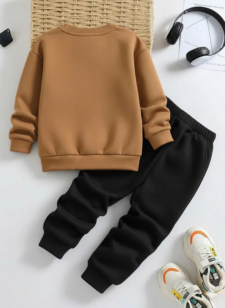 2 Pcs Fleece printed tracksuit